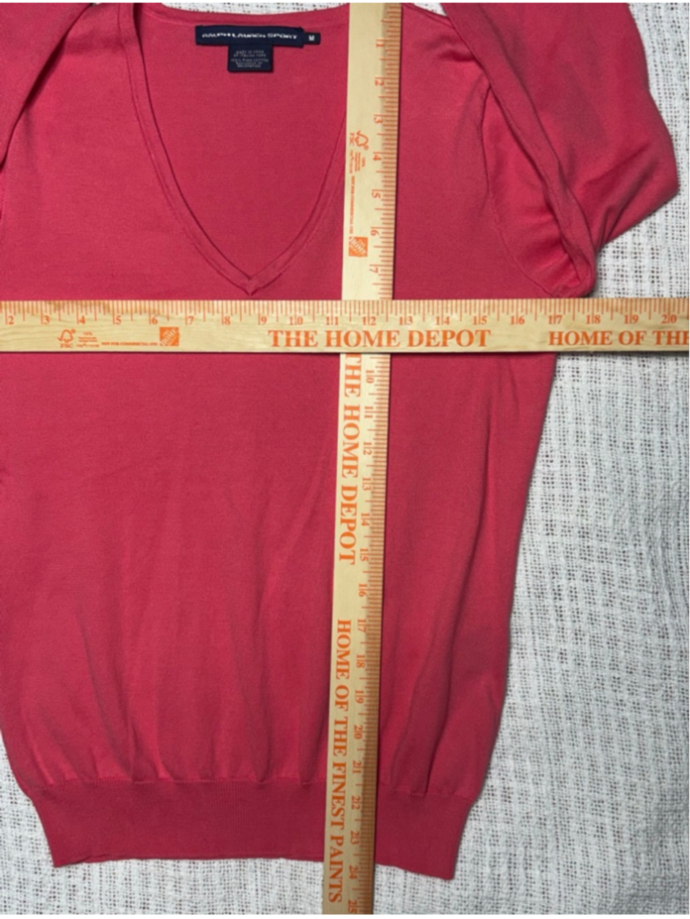 Ralph Lauren Sport Woman's Y2K Era Preppy Pink V-Neck Pony Logo Sweater Size M - Picture 5 of 6